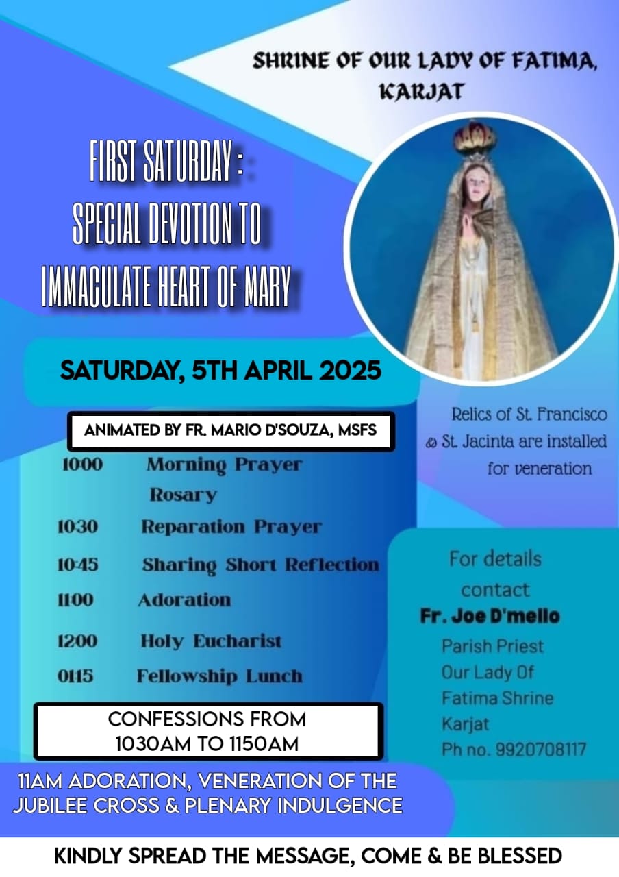 First Saturday Special Devotion to our Lady of Fatima