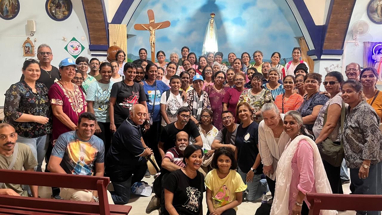 Family Cell Members of O. L. Of Lourdes, Orlem had Eucharistic Celebration and Plenary Indulgence from Jubilee Cross at the Shrine of Our Lady of Fatima, Karjat.