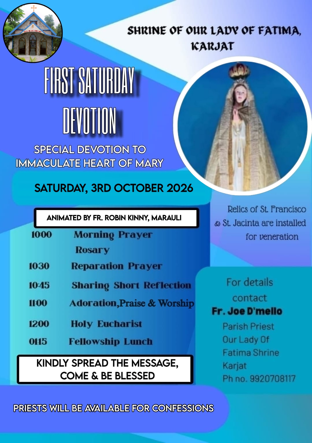 First Saturday Devotion Oct 2026